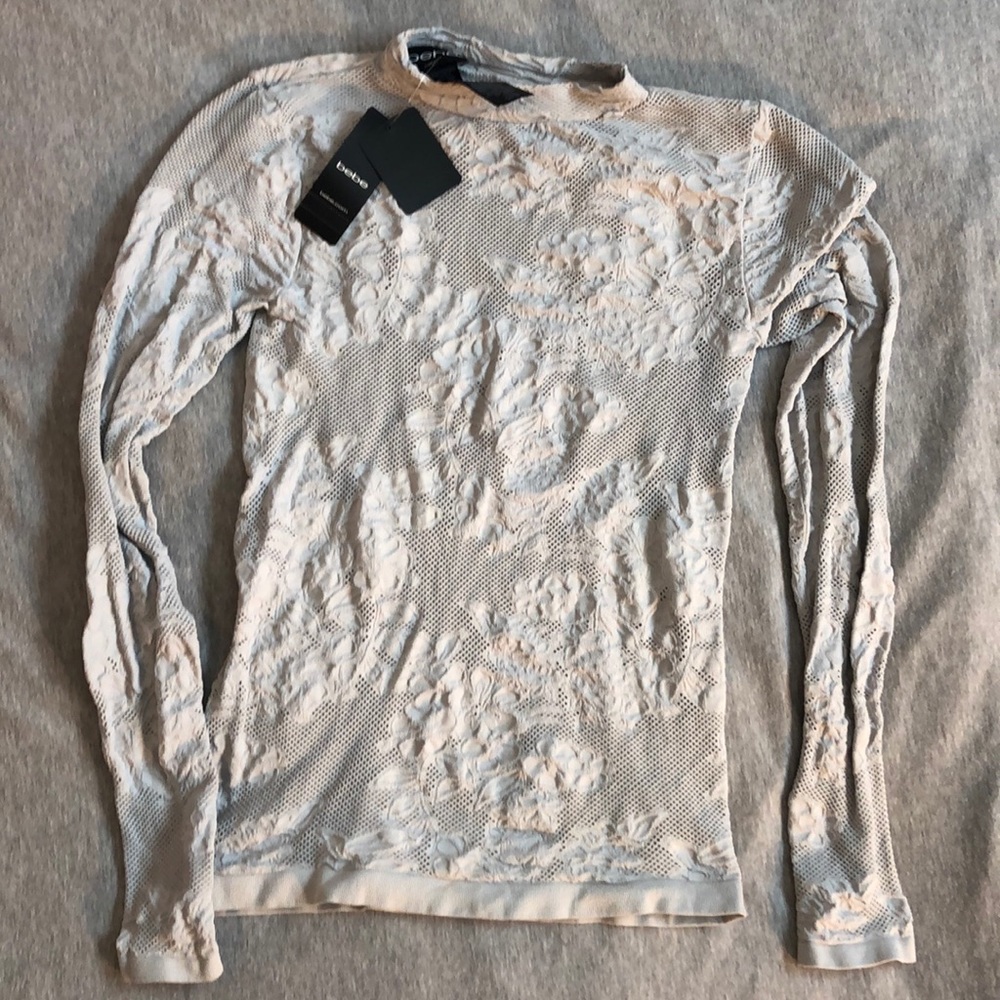 BEBE Lace-like Material Long-sleeved Top